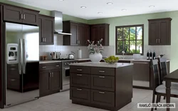 Kitchen interior with brown facades
