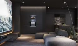 Living room in dark color photo