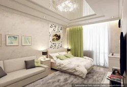 Design of a bedroom with a living room two in one 18 m photo