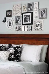 Wall decor above the bed in the bedroom photo