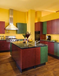 Green Kitchen With Wood Kitchen Interior