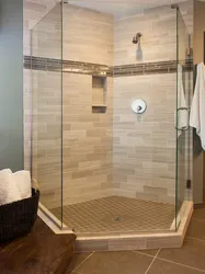 Bathroom with tile shower photo design