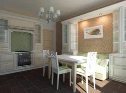 Kitchen interior with straight sofa