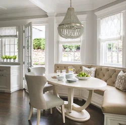 Kitchen interior with straight sofa
