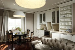 Düz divan ilə mətbəx daxili