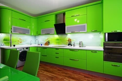 Kitchen design in green tone photo