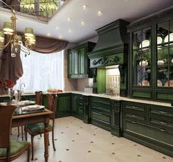 Kitchen Design In Green Tone Photo