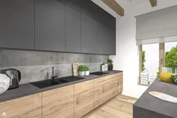 Ошхона хокистарӣ сабук бо акс countertop чӯбӣ