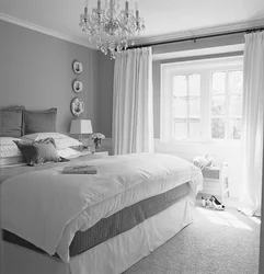 Gray wallpaper in the bedroom interior photo combination