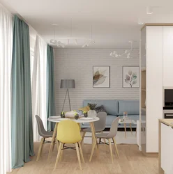 Interior of a kitchen living room in a Scandinavian style house