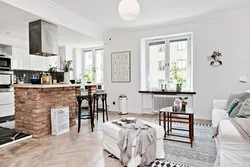 Interior Of A Kitchen Living Room In A Scandinavian Style House