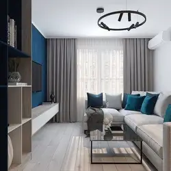 White gray blue in the living room interior