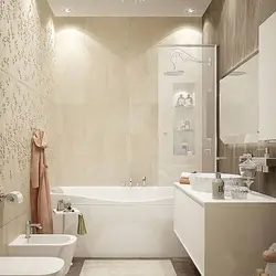 Bath design in beige tiles