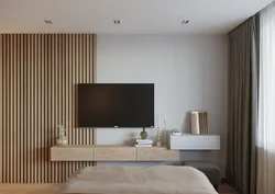 Slatted panels in the kitchen interior