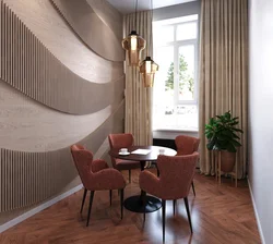 Slatted panels in the kitchen interior