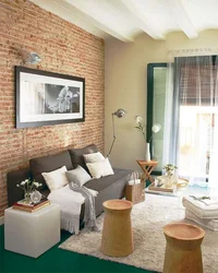 Living room brick wall decoration photo