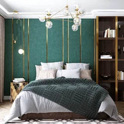 Bedroom in light green color photo