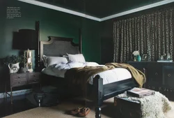 Bedroom in light green color photo