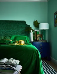 Bedroom In Light Green Color Photo