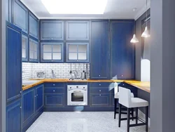 What colors goes with blue in the kitchen interior