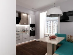 Kitchen living room 11 sq m design with sofa photo