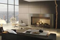 Photo of a room in an apartment with a fireplace