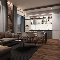 Mətbəx dizaynı qonaq otağı loft fotoşəkili