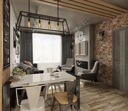 Mətbəx Dizaynı Qonaq Otağı Loft Fotoşəkili