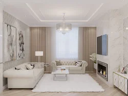 Living room design in an apartment in light colors