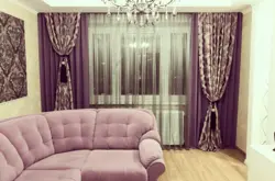 Müasir foto dizayn oturma otağında pəncərələr üçün pərdələr