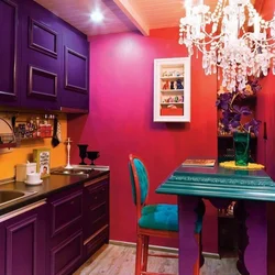 White lilac kitchen in the interior