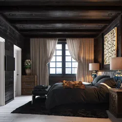 Bedroom In A Log House Photo