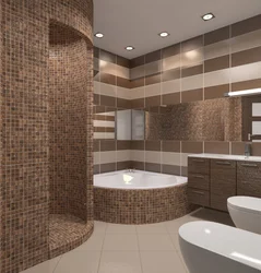 Bathroom design brown tiles