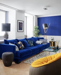 Photo of blue living room interior