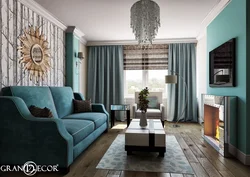 Turquoise living rooms in a modern style photo