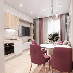 Interior Design Of Kitchen Living Room 15 Sq M