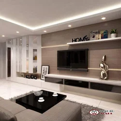 Living room decor in a modern style in the interior photo design