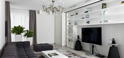 Living room decor in a modern style in the interior photo design