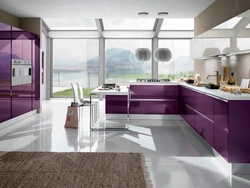 Kitchen Interior With Lilac Furniture