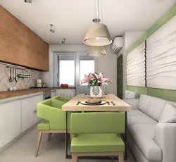 Studio kitchen design 15 sq.m.