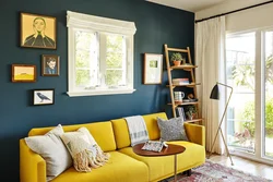 Combination of mustard in the kitchen interior