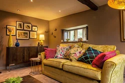 Combination of mustard in the kitchen interior