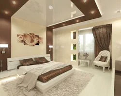 Bedroom Interior With Brown Ceiling