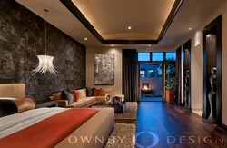 Bedroom Interior With Brown Ceiling