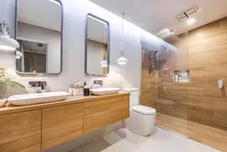 Bathroom design white with wood photo