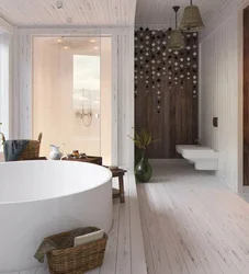 Bathroom Design White With Wood Photo