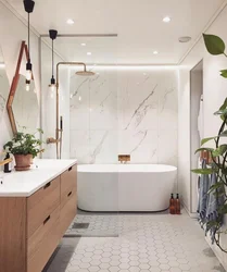 Bathroom design white with wood photo