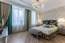 Combination Of Wallpaper And Curtains In The Bedroom Interior