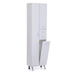 Wardrobe with laundry basket in the bathroom photo