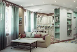 Mint kitchen in the living room interior